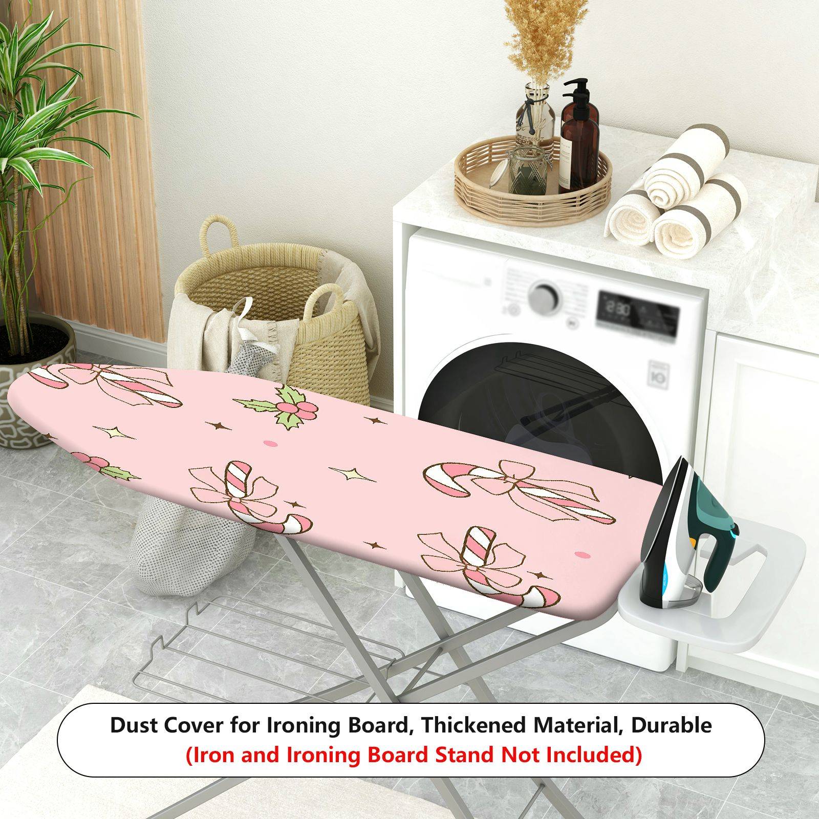 1-Piece Christmas Candy Bow Holly  Ironing Board Cover, Universal Size, Without Board