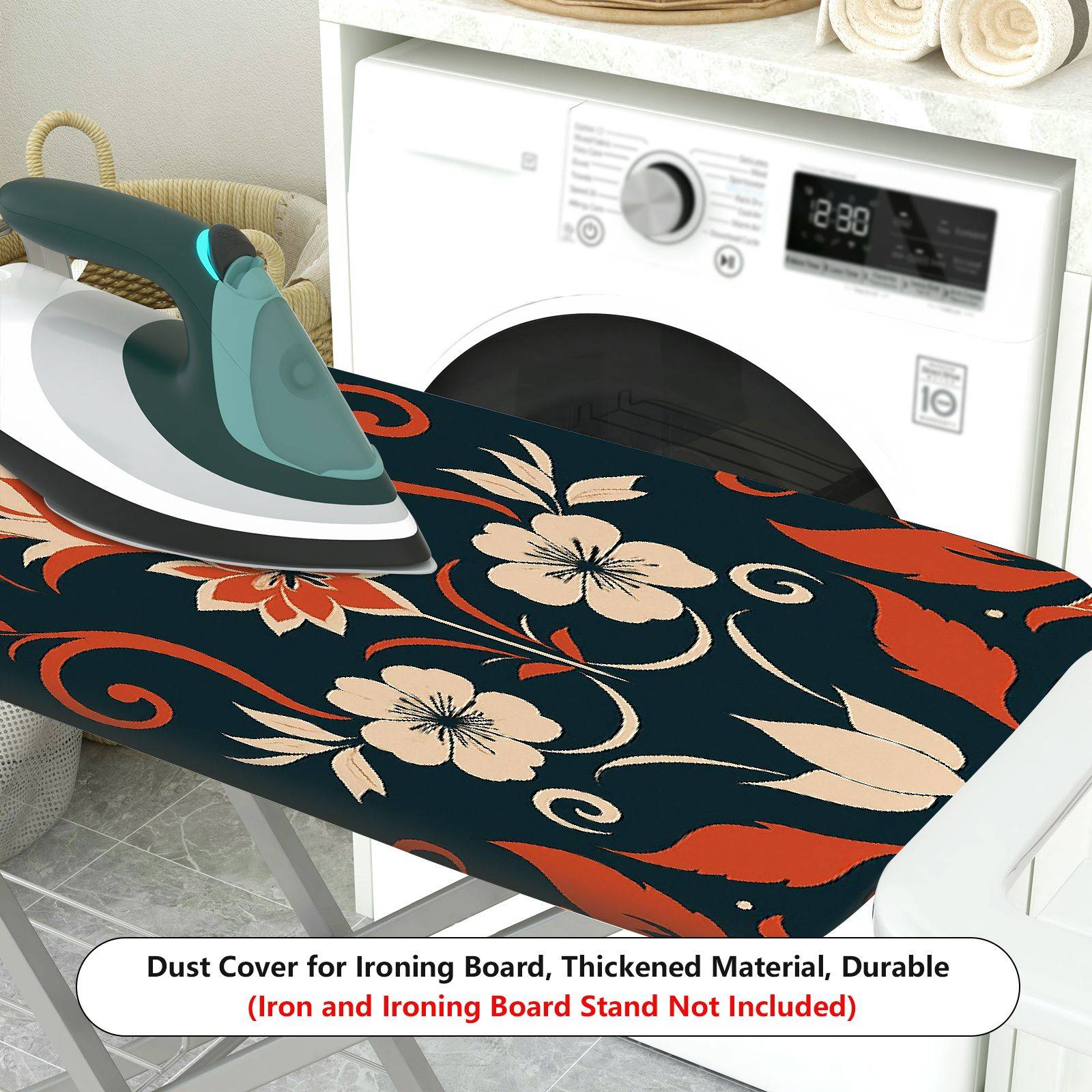 1-Piece Floral Pattern Orange Black Beige  Ironing Board Cover, Universal Size, Without Board