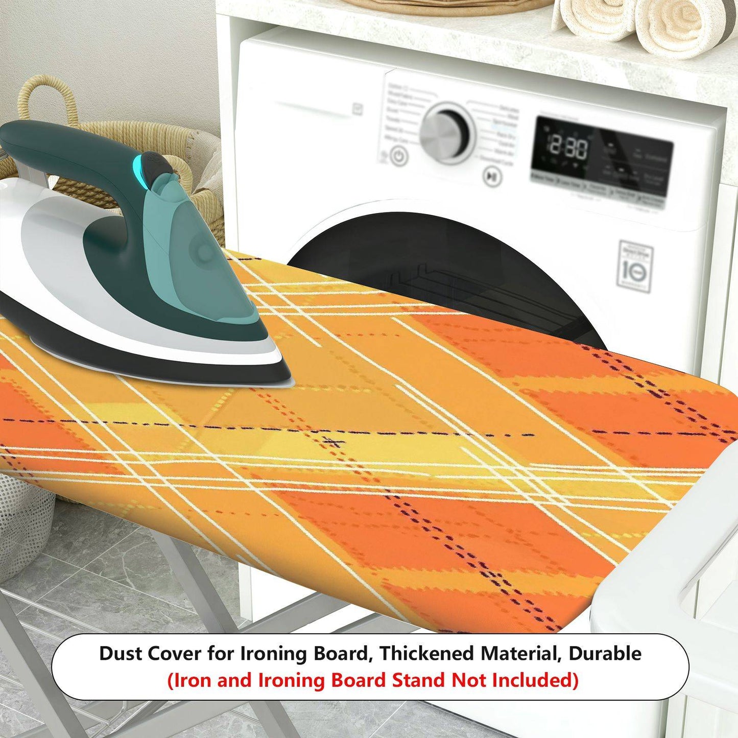 1-Piece Plaid Geometric Orange  Ironing Board Cover, Universal Size, Without Board
