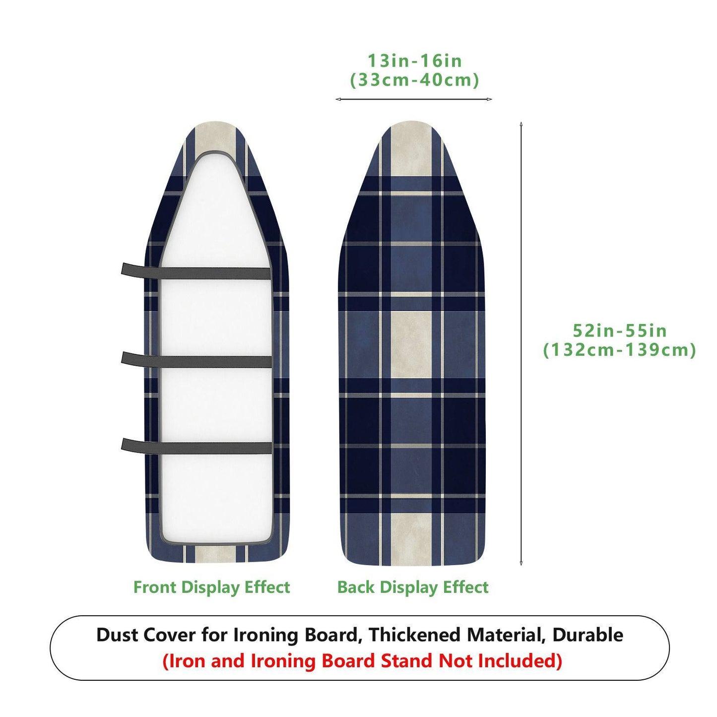 1-Piece Plaid Blue White  Ironing Board Cover, Universal Size, Without Board