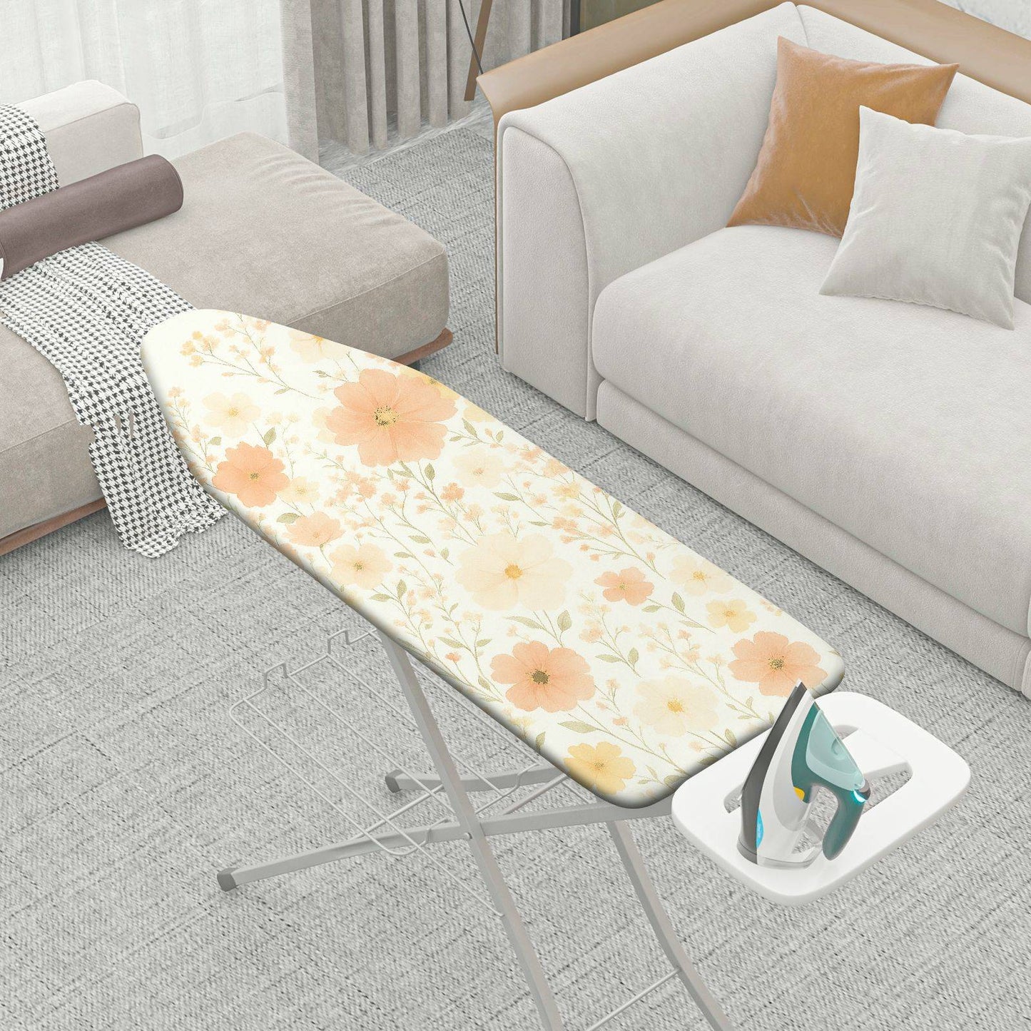 1-Piece Pastoral Floral Beige  Ironing Board Cover, Universal Size, Without Board
