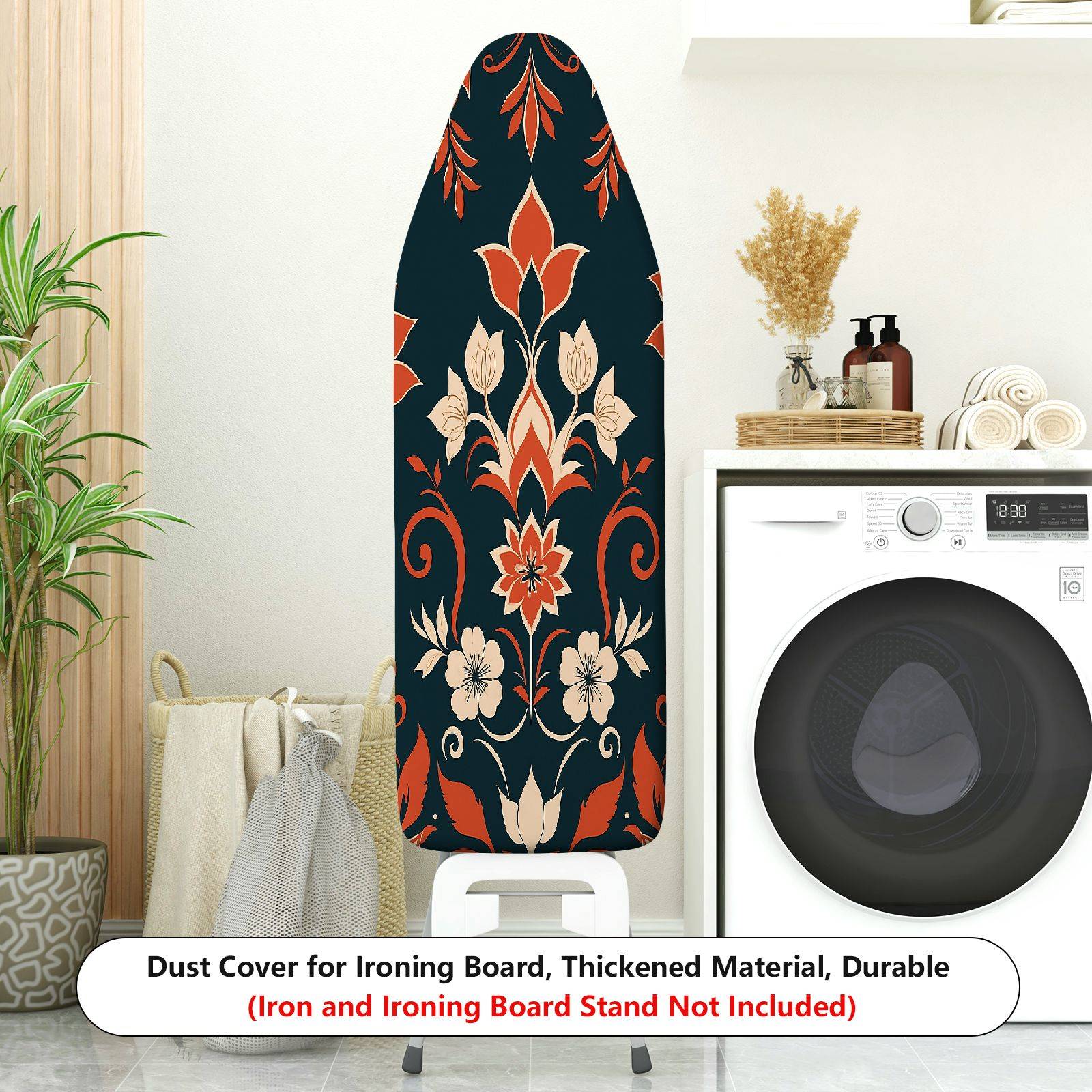 1-Piece Floral Pattern Orange Black Beige  Ironing Board Cover, Universal Size, Without Board