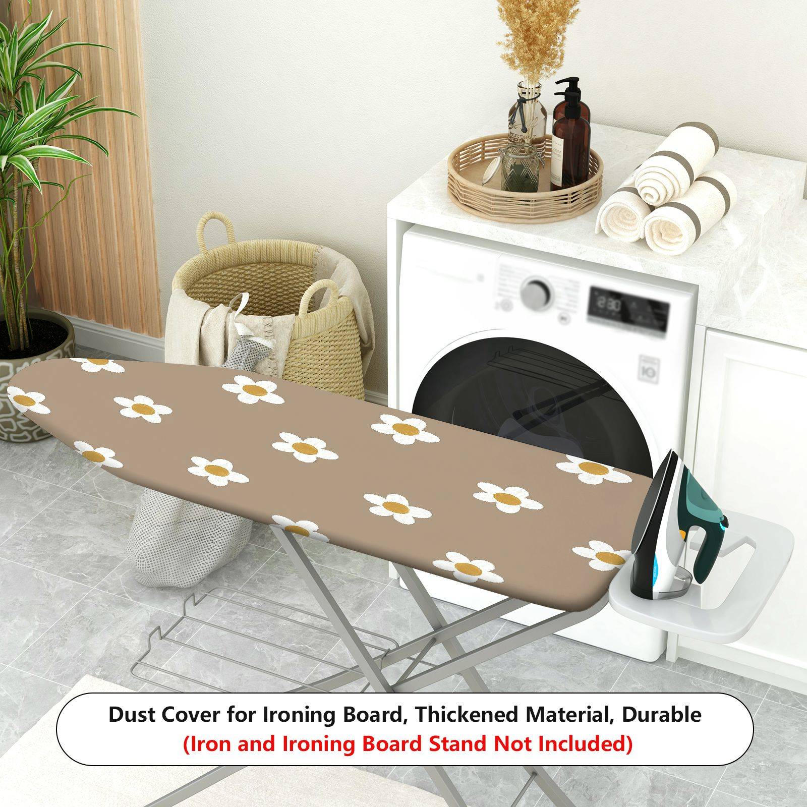 1-Piece Daisy Floral Beige  Ironing Board Cover, Universal Size, Without Board