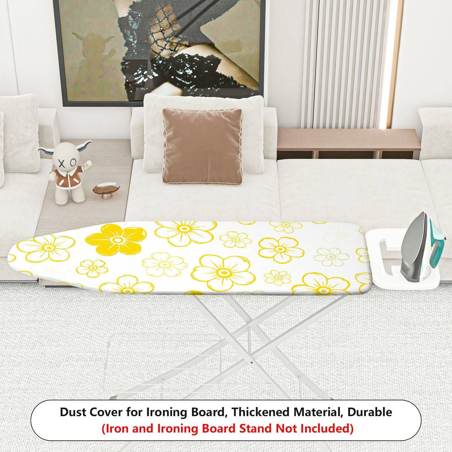 1-Piece Yellow Floral Pattern Decorative  Ironing Board Cover, Universal Size, Without Board