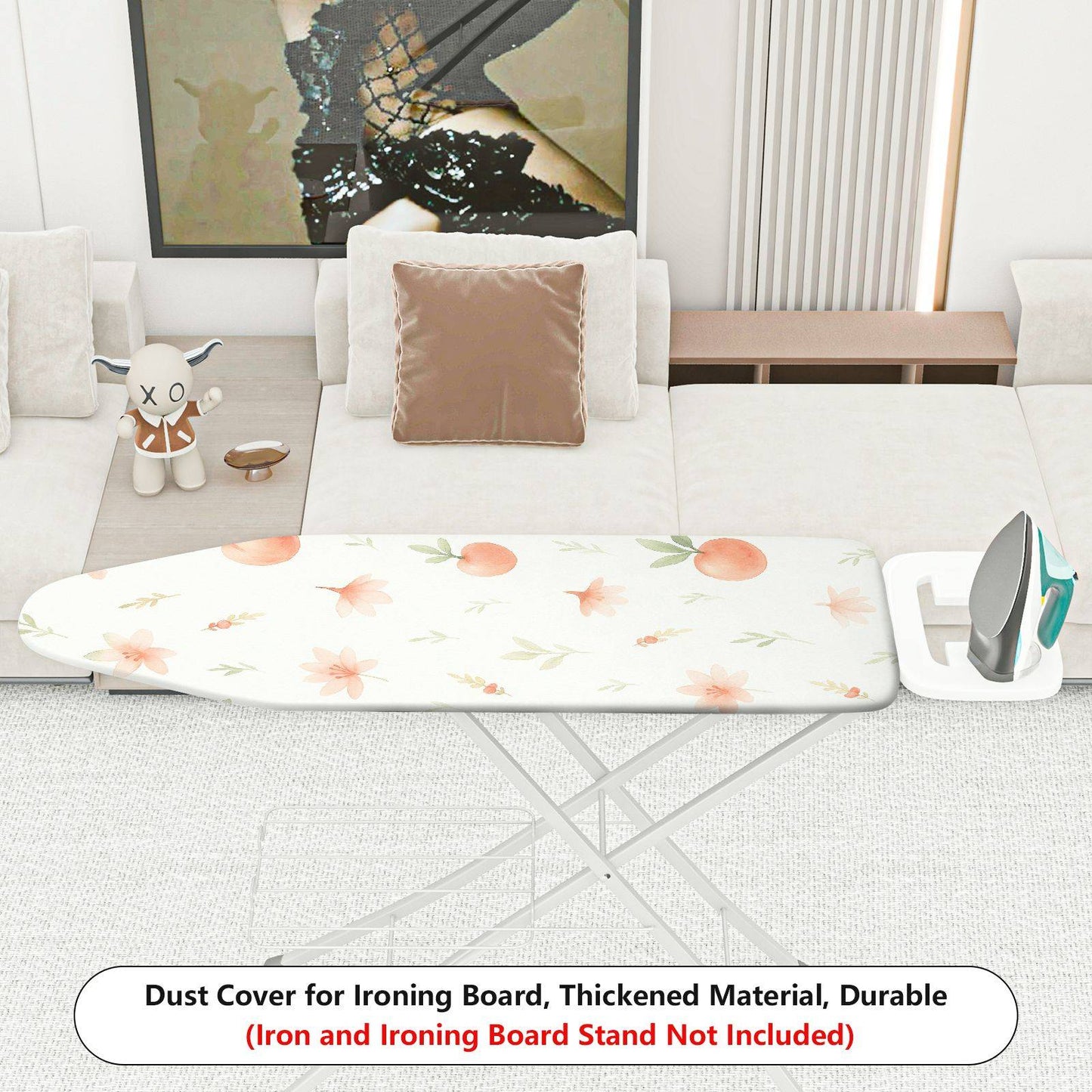 1-Piece Floral Fruit Pattern Peach  Ironing Board Cover, Universal Size, Without Board