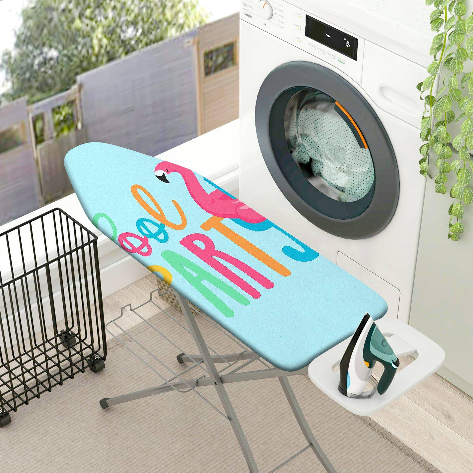 1-Piece Flamingo Colorful Fun  Ironing Board Cover, Universal Size, Without Board