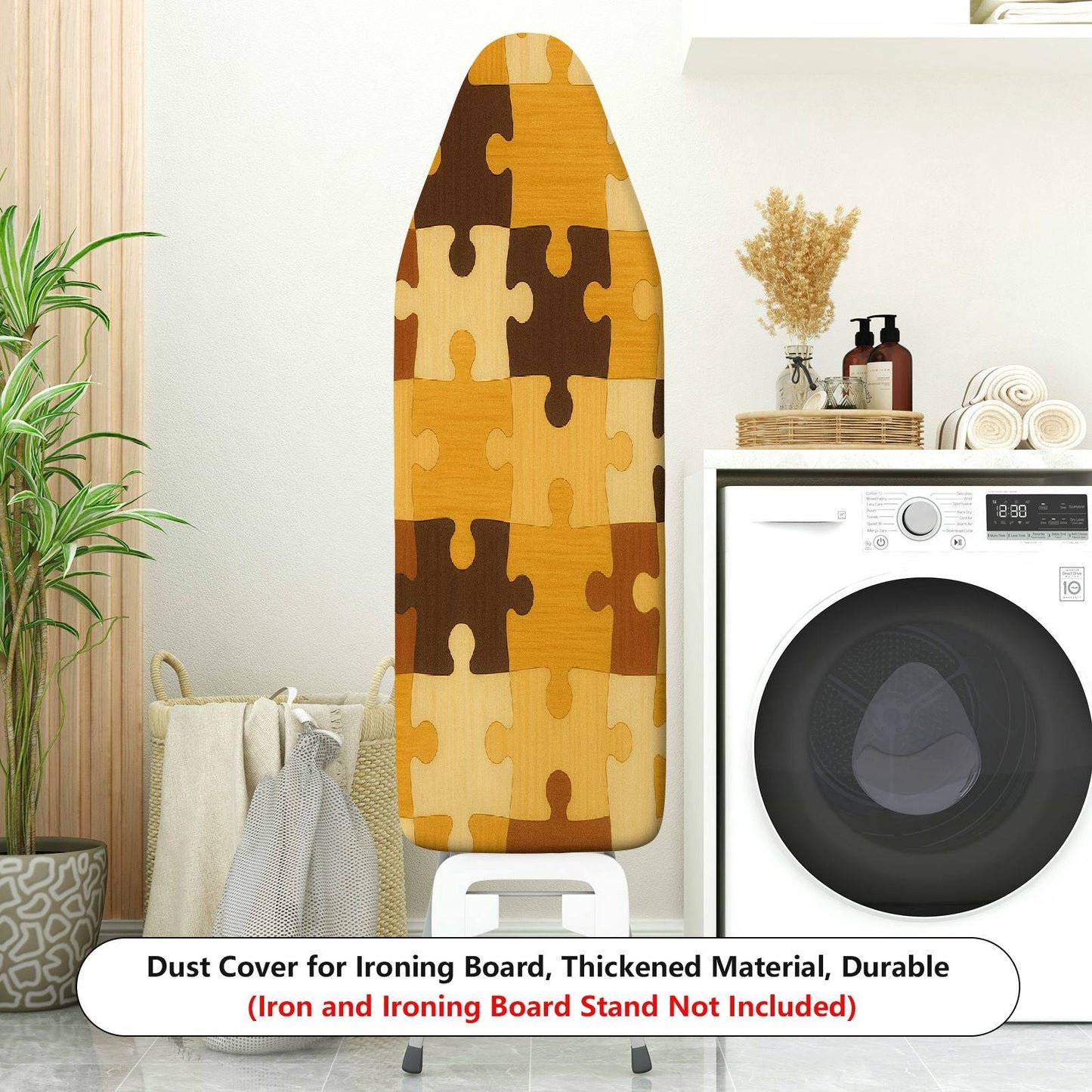 1-Piece Puzzle Patchwork Beige Brown  Ironing Board Cover, Universal Size, Without Board