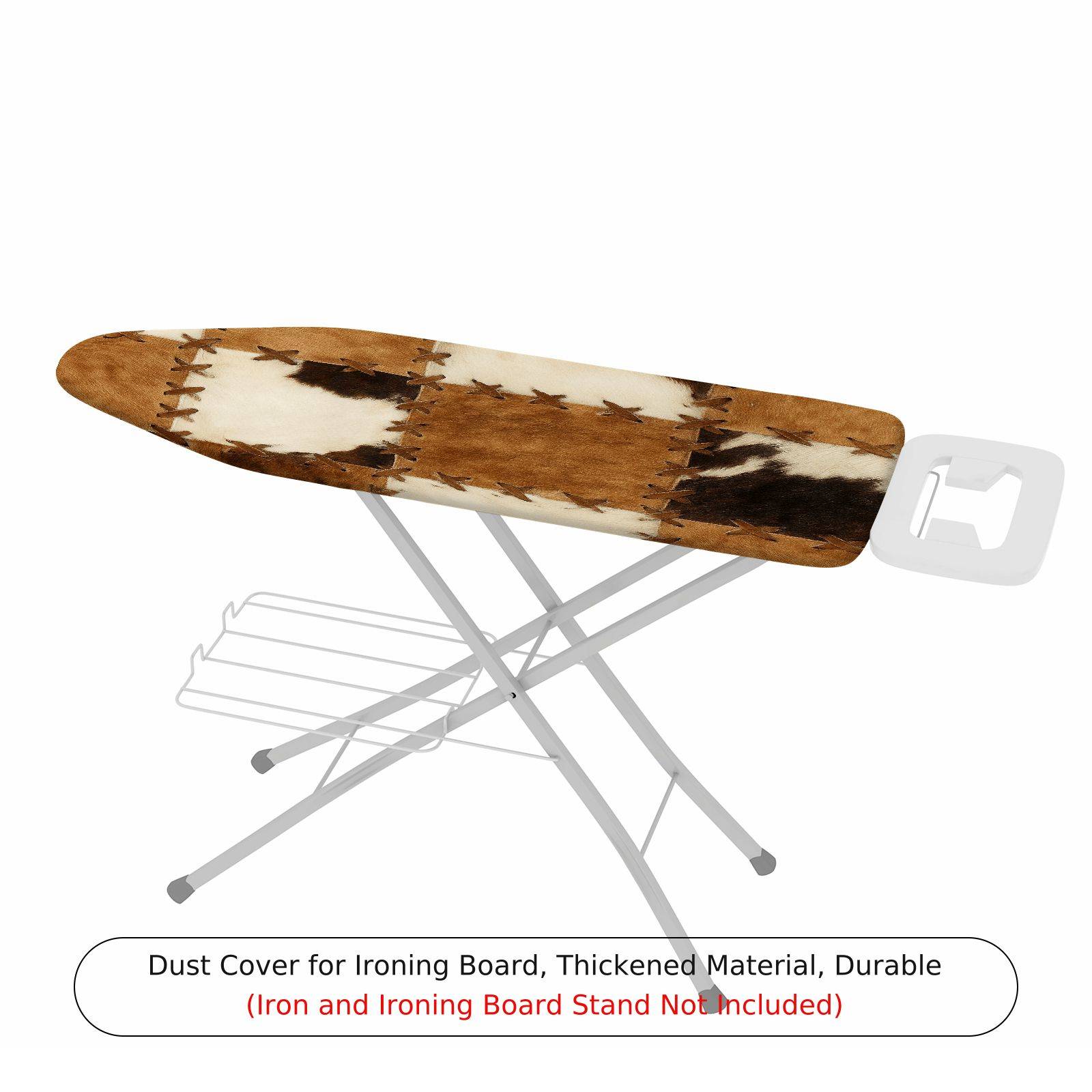 1-Piece Cowhide Pattern Brown Beige Checkered  Ironing Board Cover, Universal Size, Without Board
