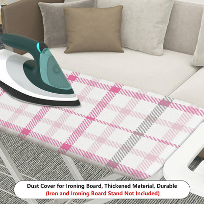 1-Piece Plaid Pink White Stylish  Ironing Board Cover, Universal Size, Without Board