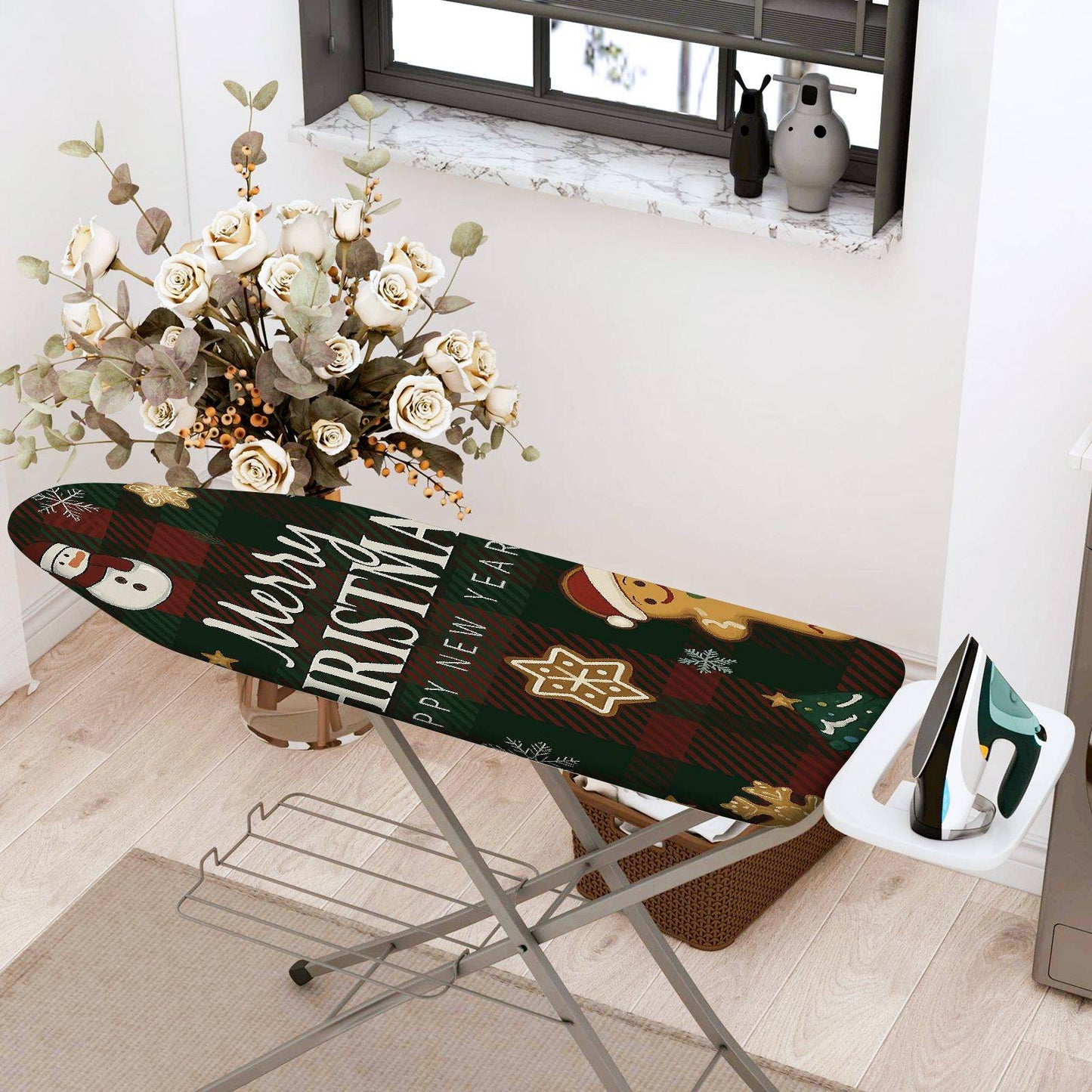 1-Piece Christmas Santa Gingerbread  Ironing Board Cover, Universal Size, Without Board