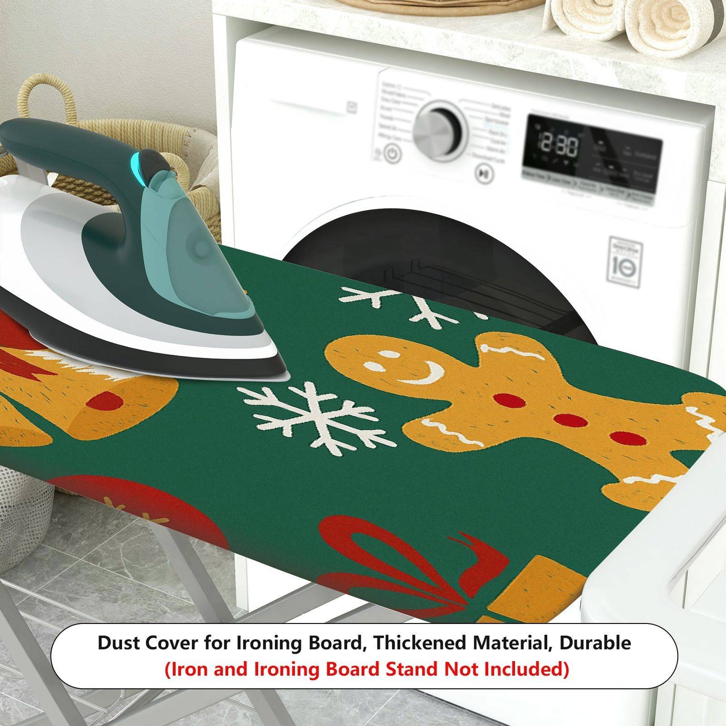 1-Piece Christmas bells gingerbread snowflakes  Ironing Board Cover, Universal Size, Without Board