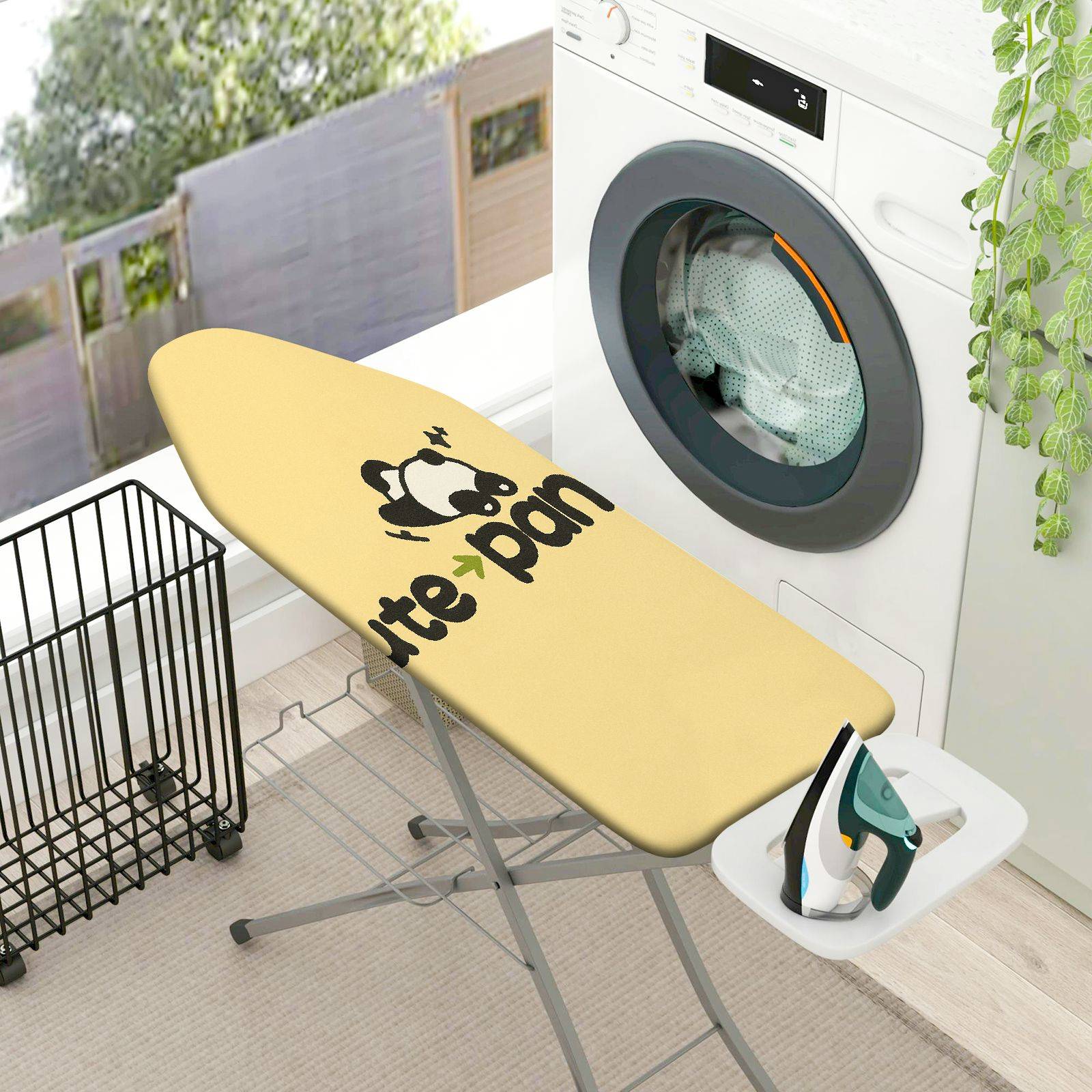 1-Piece Cute Panda Yellow  Ironing Board Cover, Universal Size, Without Board