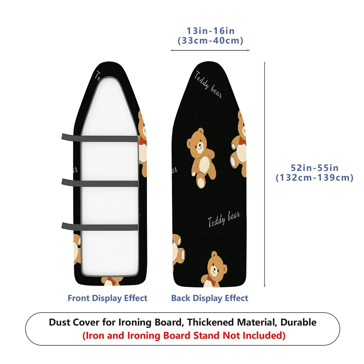 1-Piece Teddy Bear Black Cute  Ironing Board Cover, Universal Size, Without Board