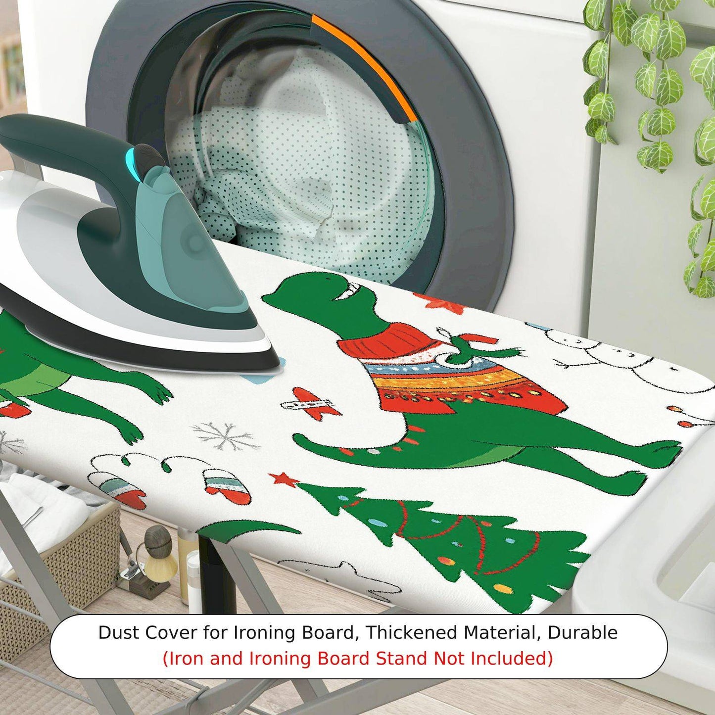 1-Piece Dinosaur Christmas Snowman  Ironing Board Cover, Universal Size, Without Board