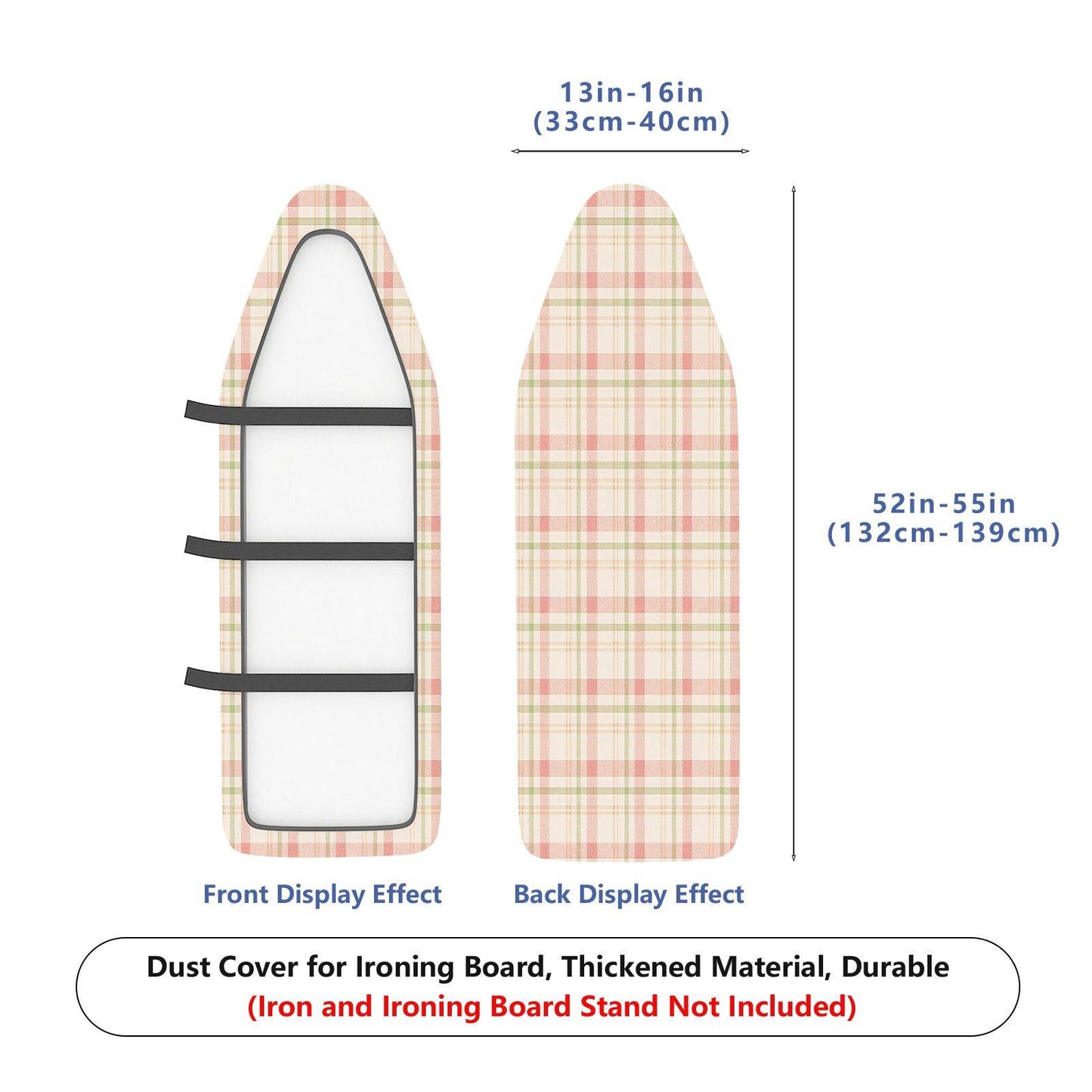 1-Piece Checkered Plaid Pattern Pastel Colors  Ironing Board Cover, Universal Size, Without Board
