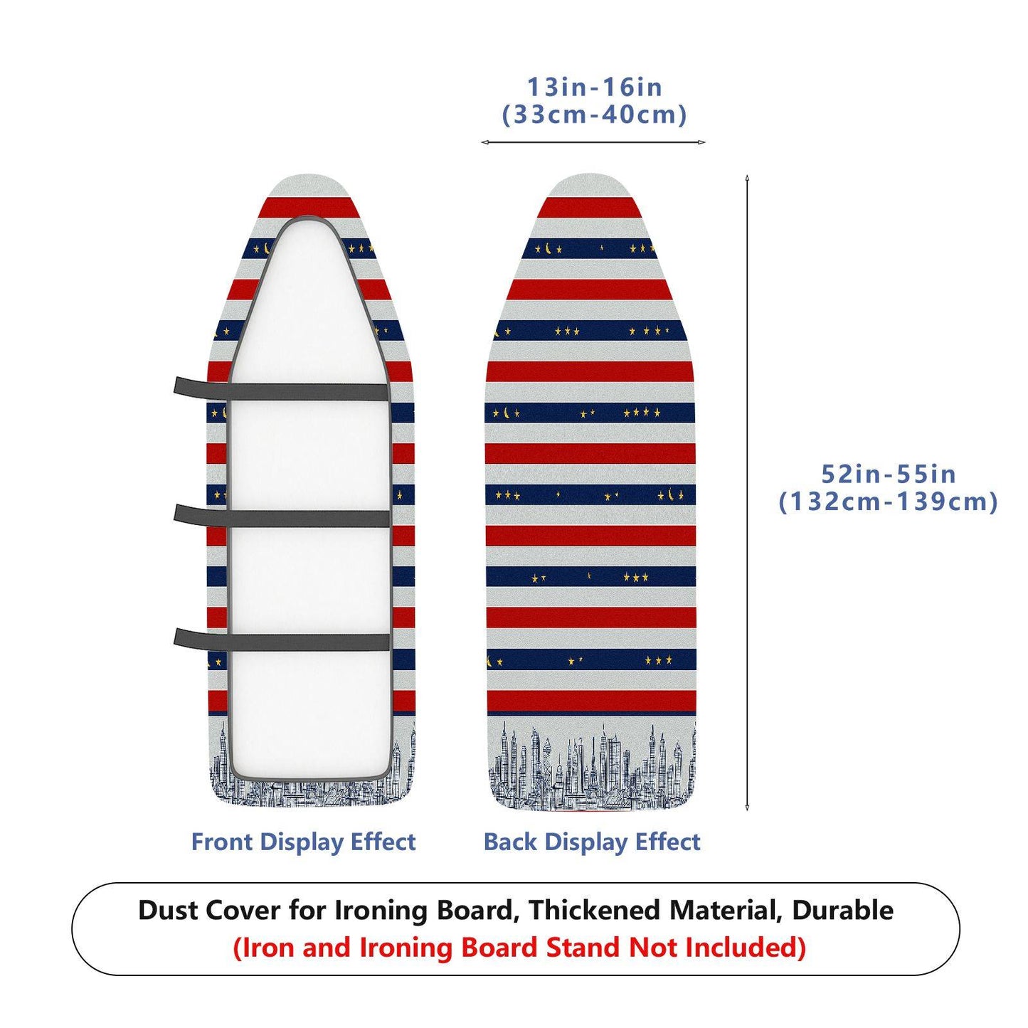 1-Piece American Flag City Skyline Star  Ironing Board Cover, Universal Size, Without Board