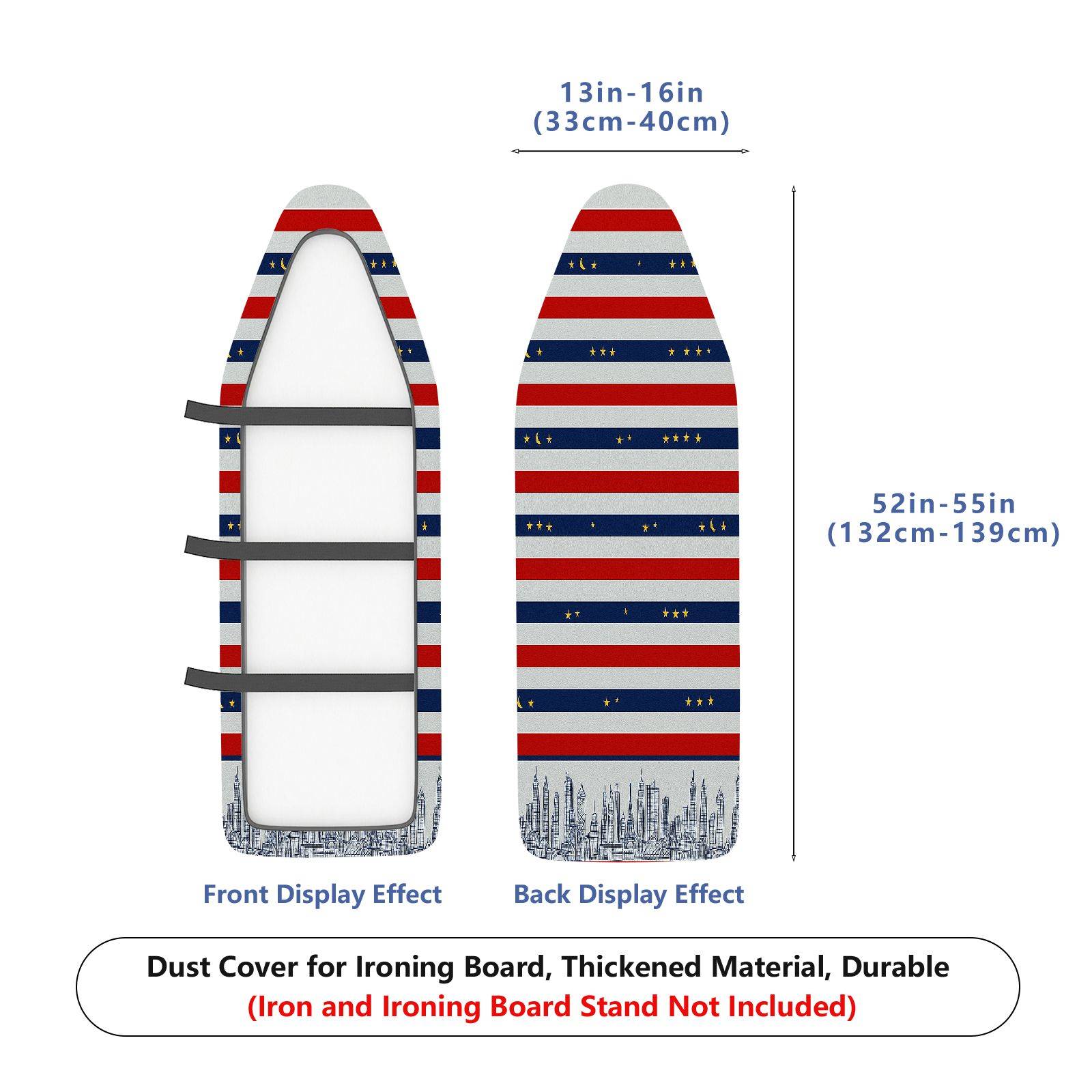 1-Piece American Flag City Skyline Star  Ironing Board Cover, Universal Size, Without Board