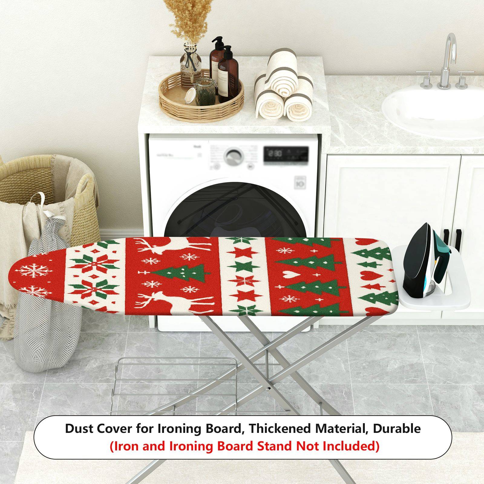 1-Piece Christmas Reindeer Snowflake  Ironing Board Cover, Universal Size, Without Board
