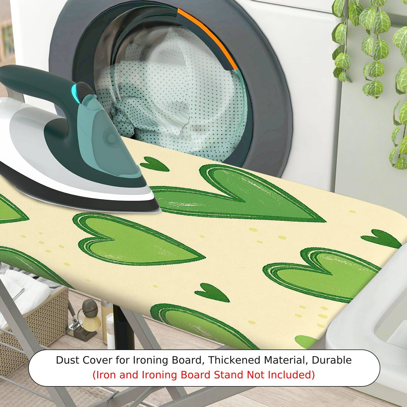 1-Piece Heart Green Beige  Ironing Board Cover, Universal Size, Without Board