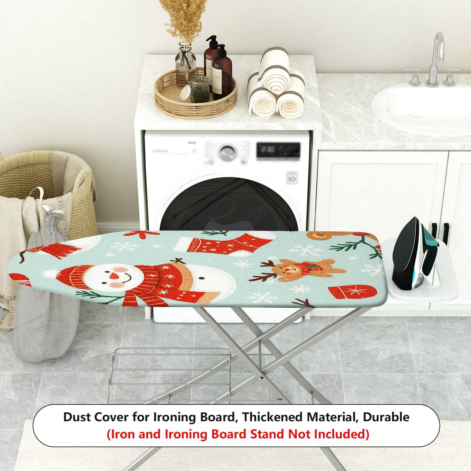 1-Piece Snowman Reindeer Christmas  Ironing Board Cover, Universal Size, Without Board