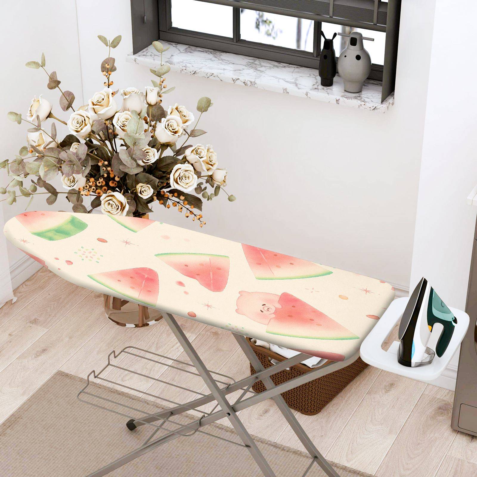 1-Piece Watermelon Fruit Print Pink  Ironing Board Cover, Universal Size, Without Board