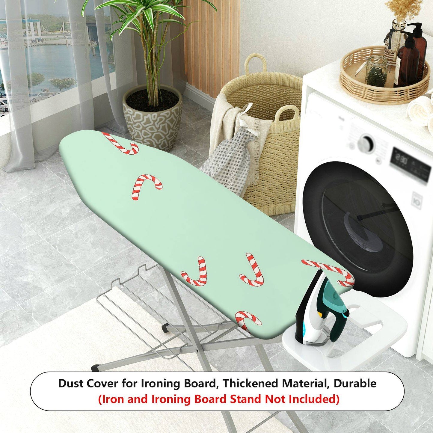 1-Piece Christmas Candy Cane Pattern Festive Holiday  Ironing Board Cover, Universal Size, Without Board