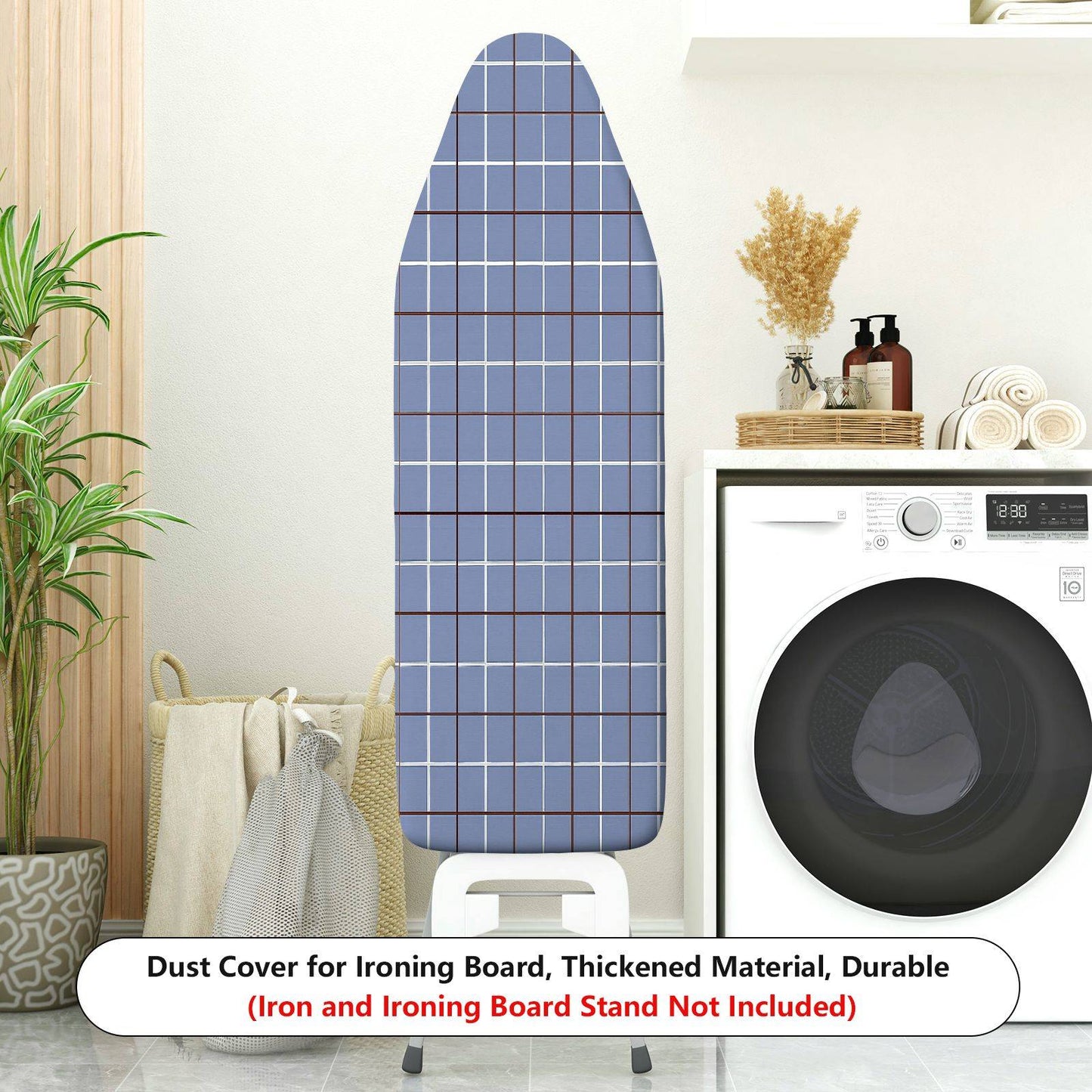 1-Piece Plaid Blue Checkered Pattern  Ironing Board Cover, Universal Size, Without Board