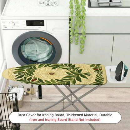 1-Piece Floral Leaf Pattern Beige Green  Ironing Board Cover, Universal Size, Without Board