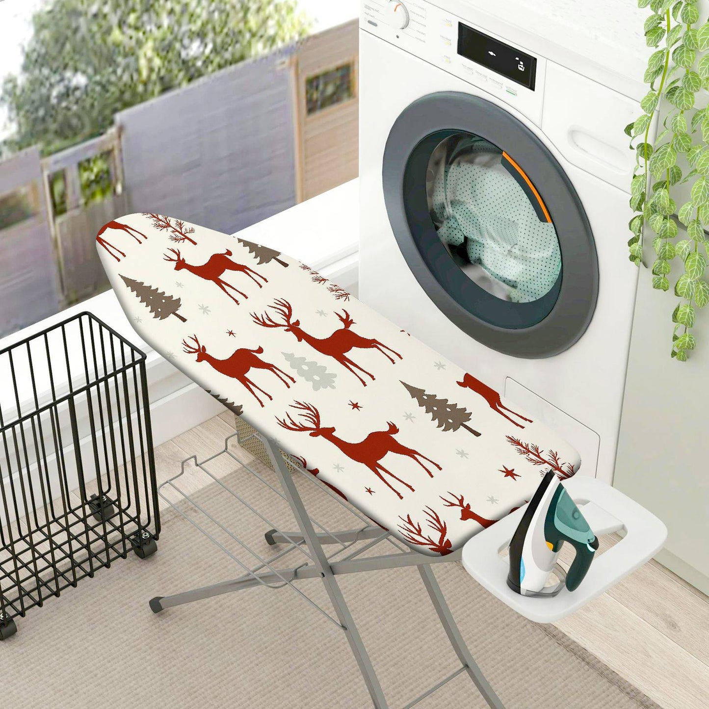 1-Piece Reindeer Christmas Winter  Ironing Board Cover, Universal Size, Without Board