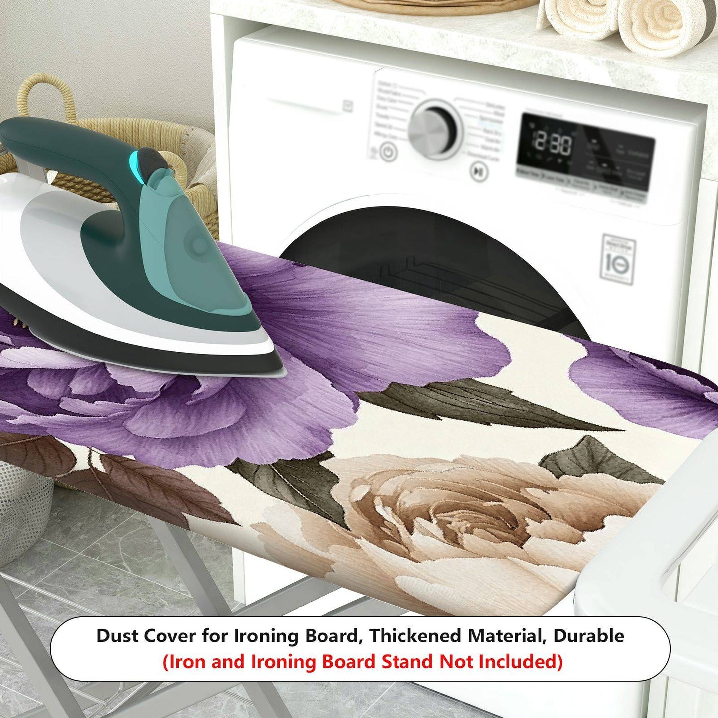 1-Piece Floral Purple Beige  Ironing Board Cover, Universal Size, Without Board