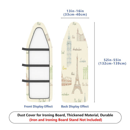 1-Piece World Landmark Architecture Eiffel Tower  Ironing Board Cover, Universal Size, Without Board
