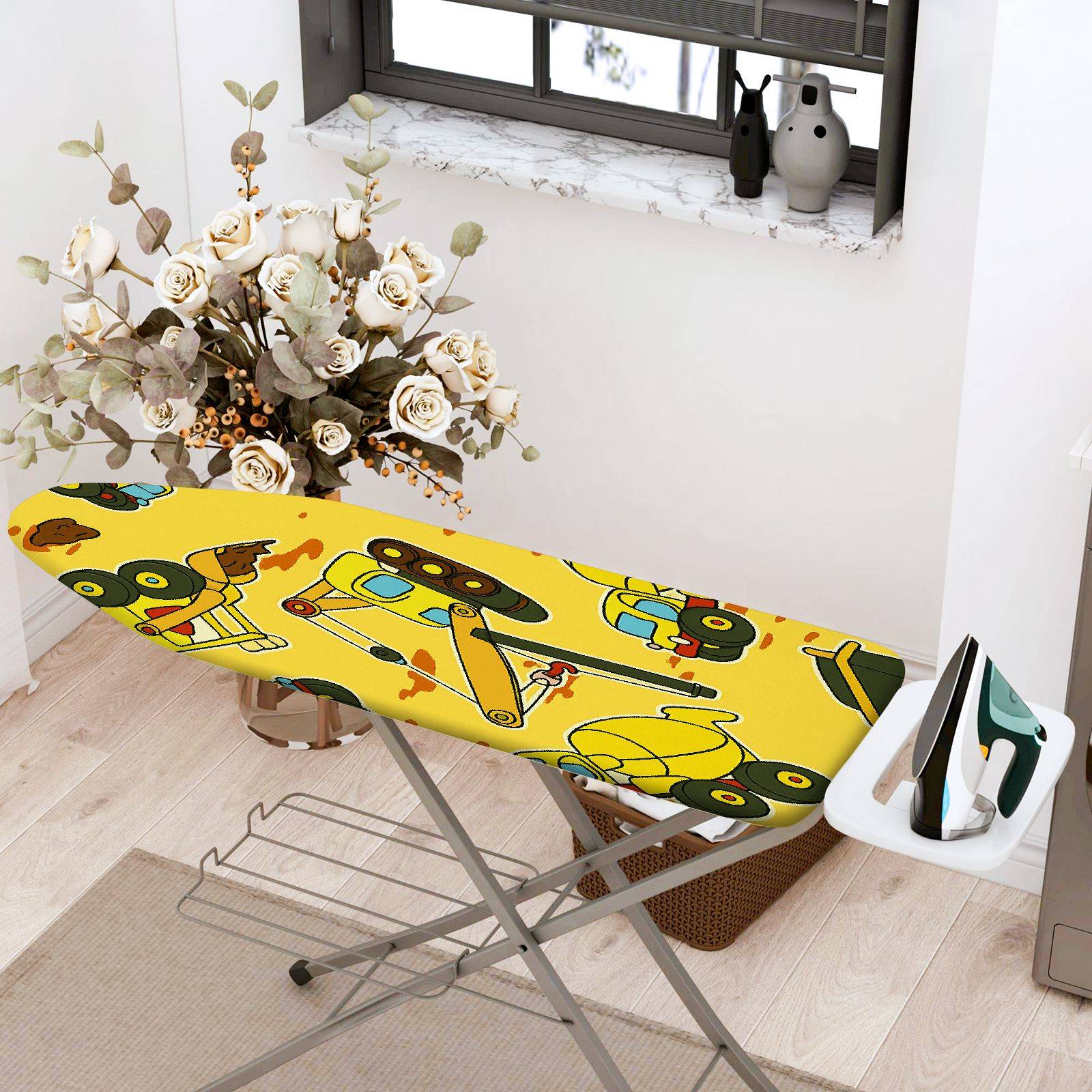 1-Piece Yellow Robot  Ironing Board Cover, Universal Size, Without Board