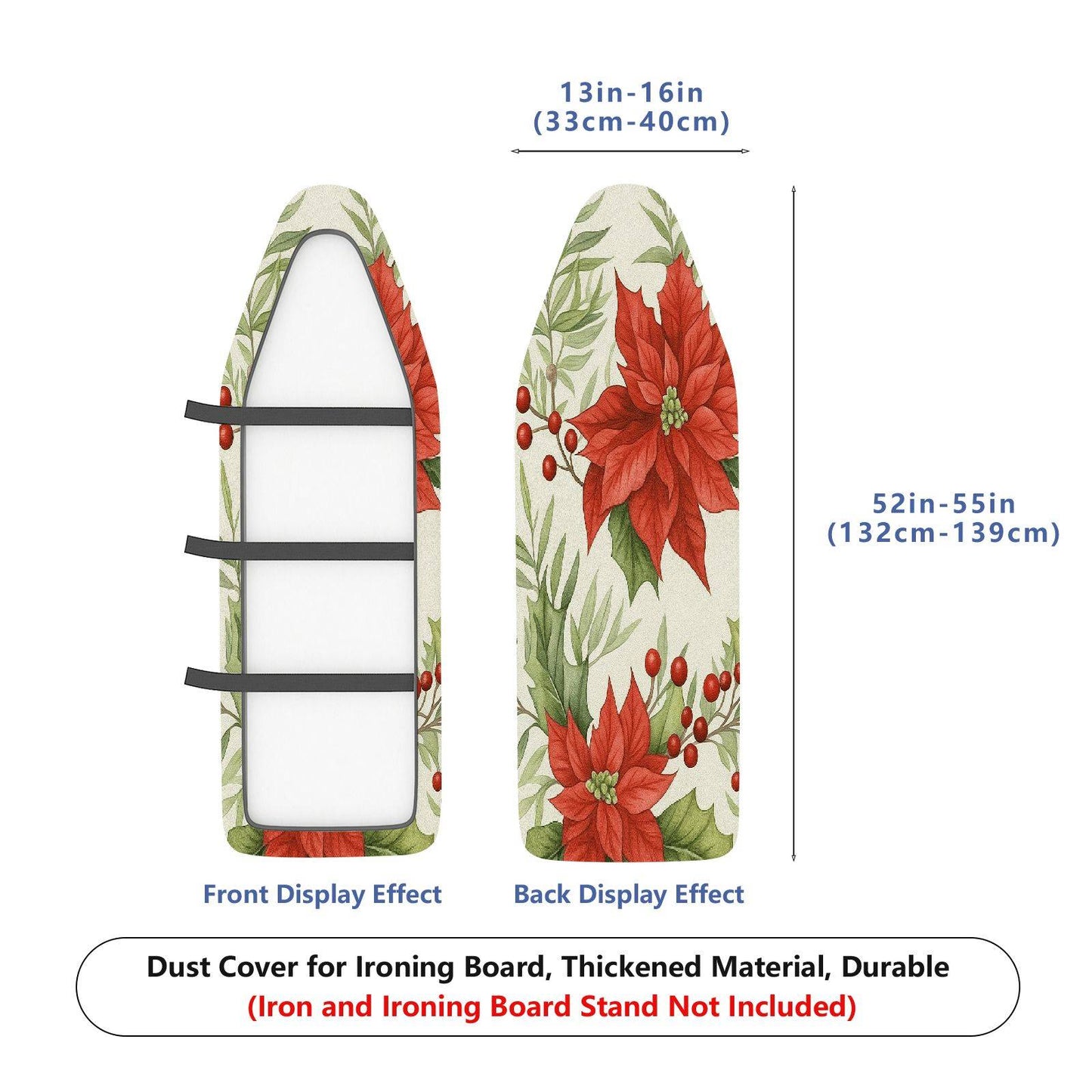 1-Piece Christmas Floral Festive  Ironing Board Cover, Universal Size, Without Board