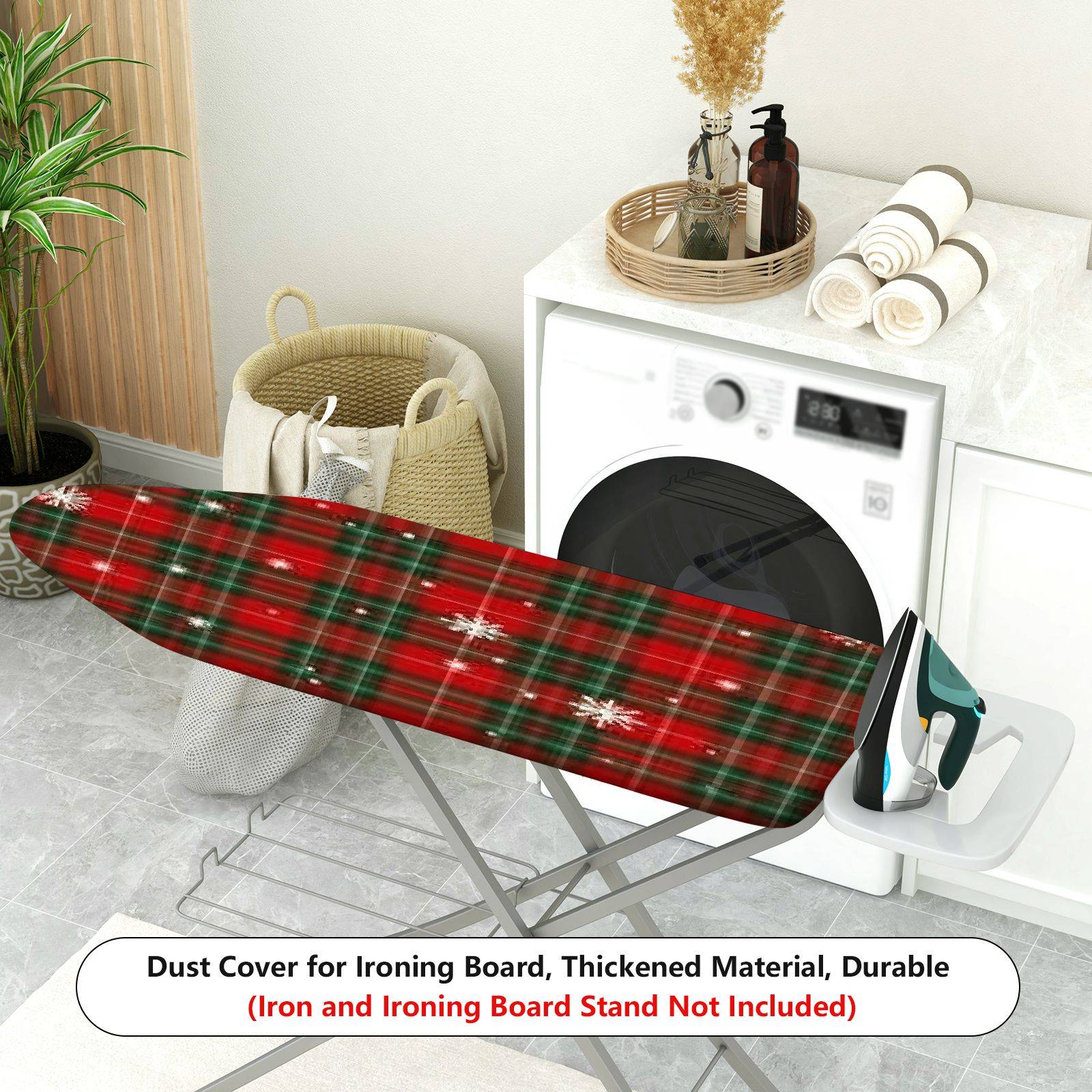 1-Piece Snowflake Plaid Red  Ironing Board Cover, Universal Size, Without Board