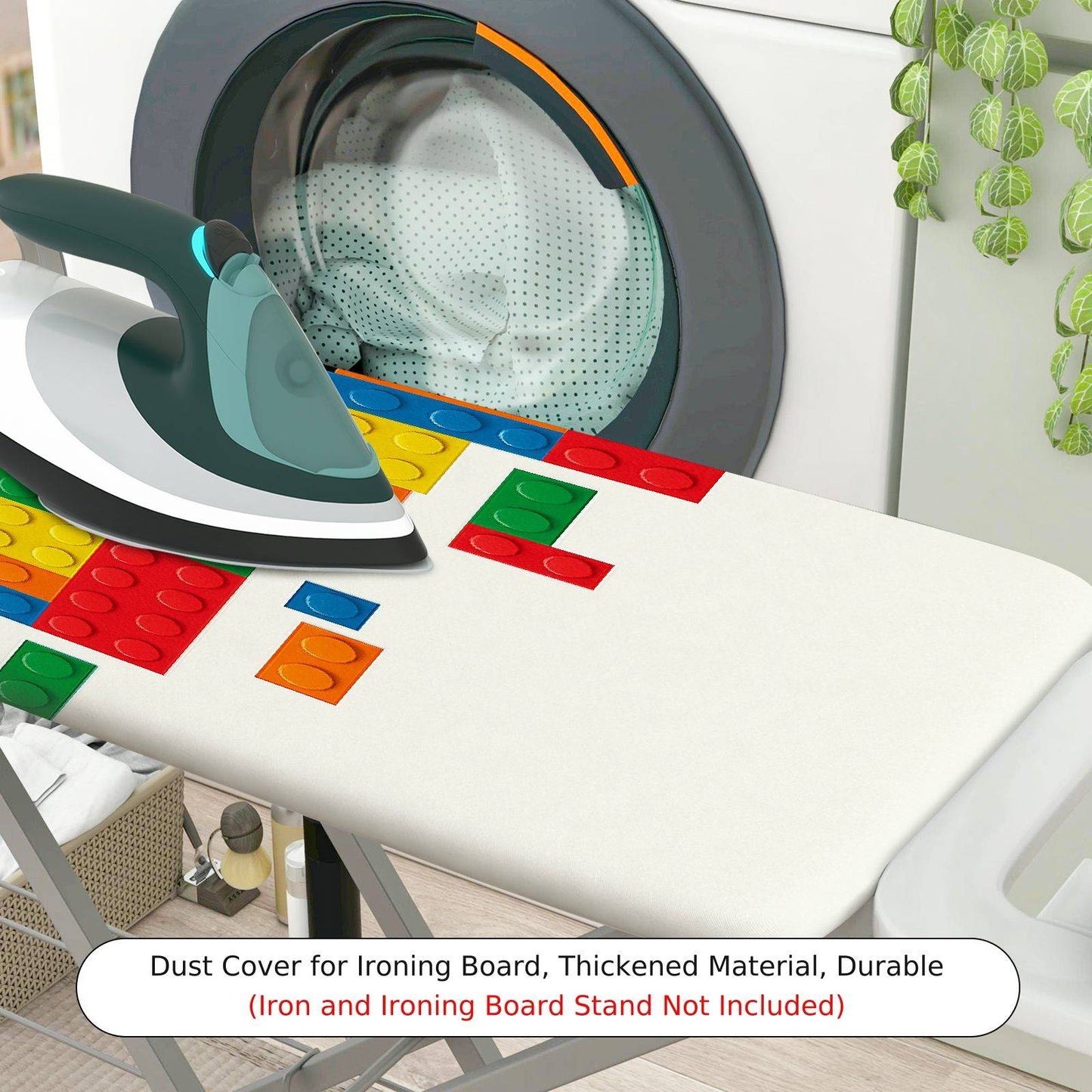 1-Piece Colorful Blocks Pattern Fun Vibrant  Ironing Board Cover, Universal Size, Without Board