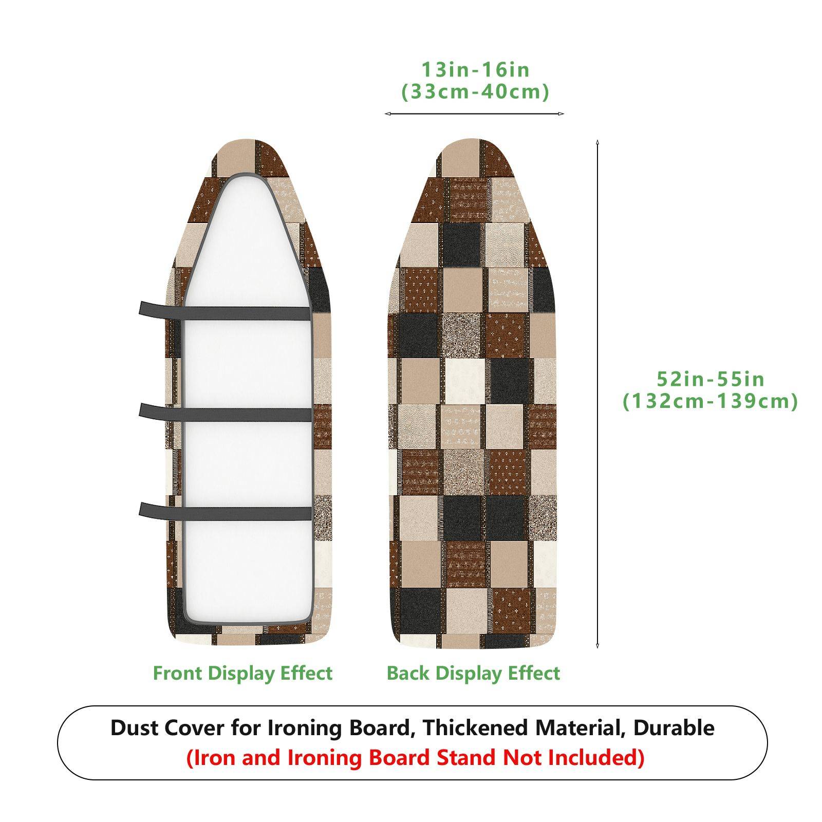 1-Piece Checkered Brown Black Beige  Ironing Board Cover, Universal Size, Without Board