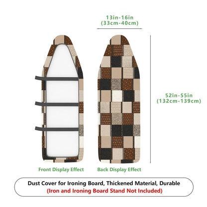 1-Piece Checkered Brown Black Beige  Ironing Board Cover, Universal Size, Without Board