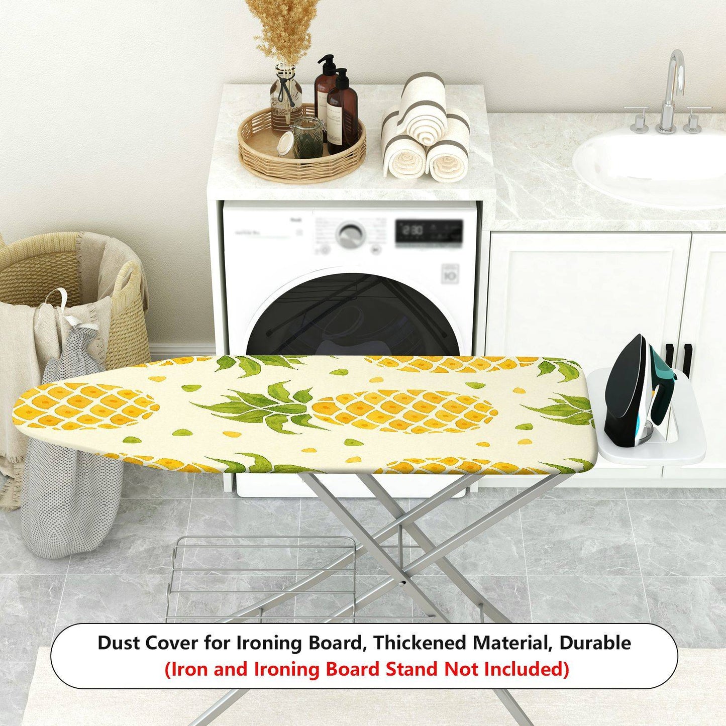 1-Piece Pineapple Pattern Yellow Green Fruit Theme  Ironing Board Cover, Universal Size, Without Board