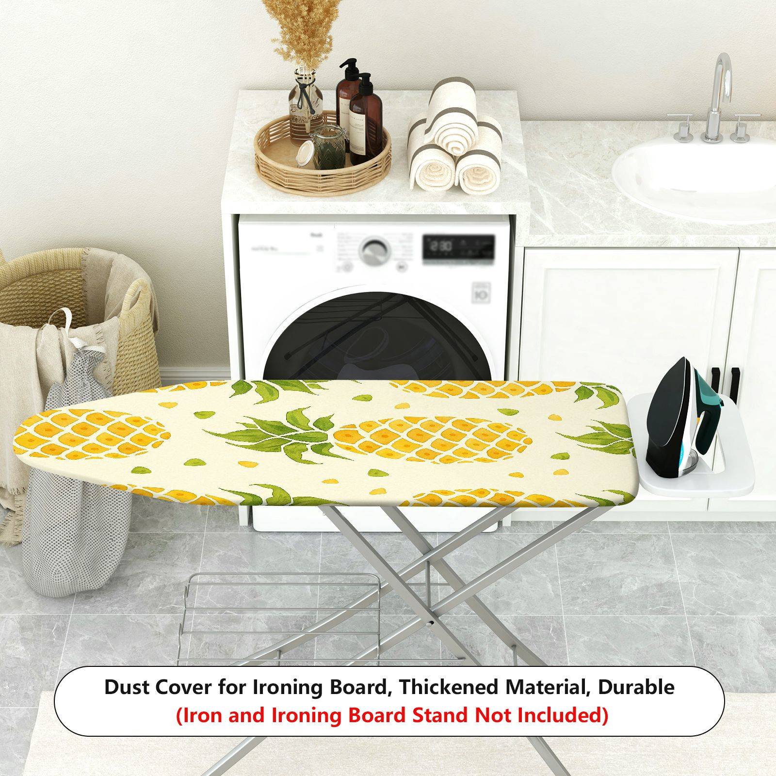 1-Piece Pineapple Pattern Yellow Green Fruit Theme  Ironing Board Cover, Universal Size, Without Board