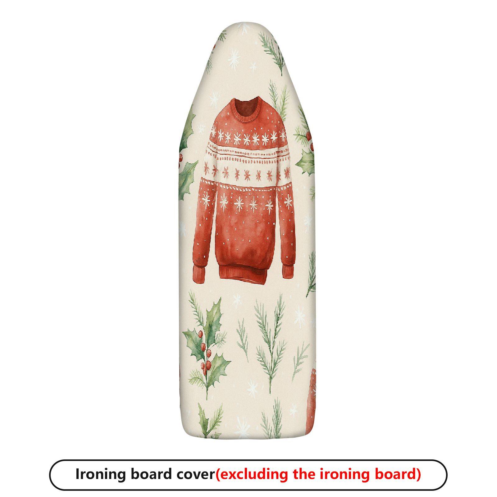 1-Piece Christmas Sweater Holly Decorative  Ironing Board Cover, Universal Size, Without Board