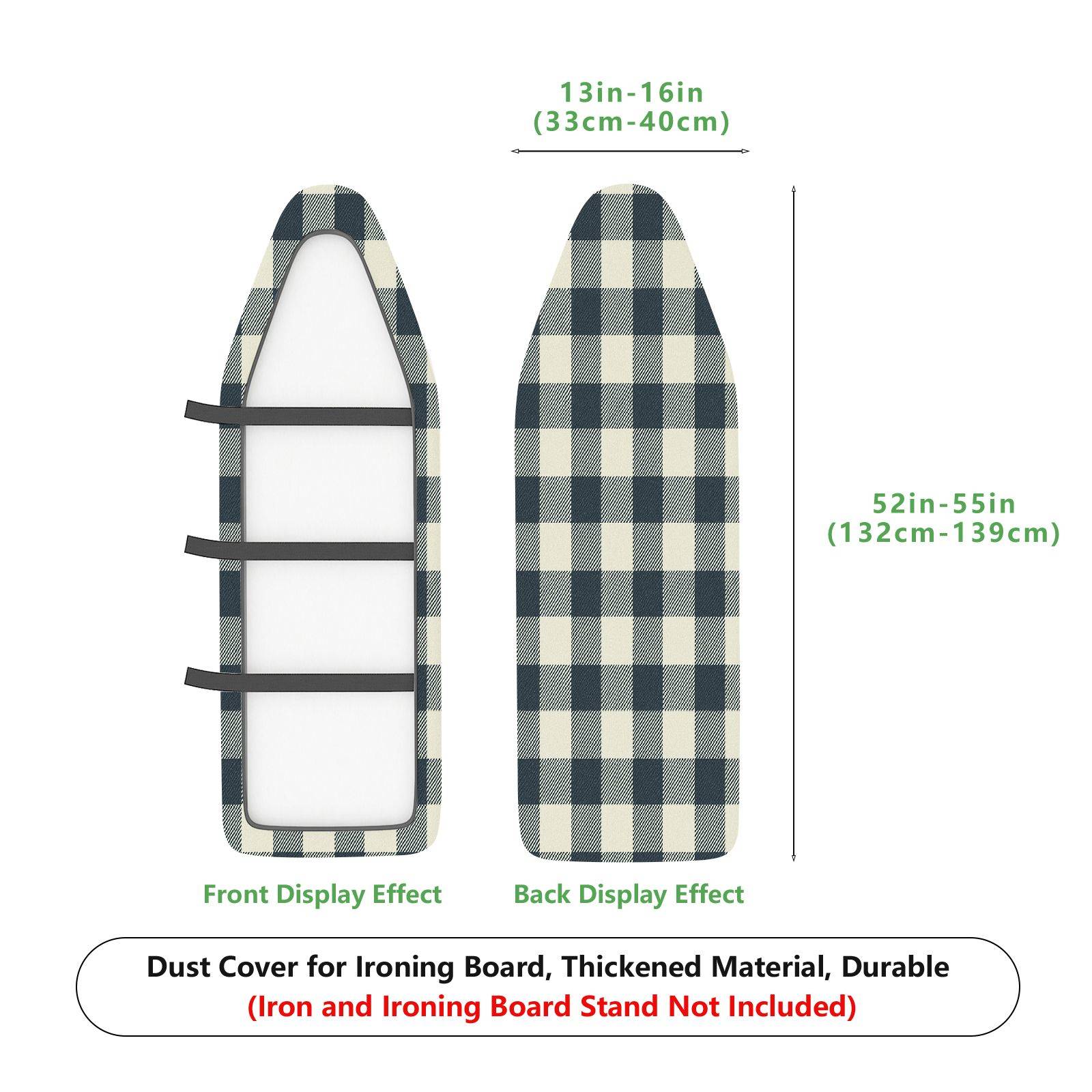 1-Piece Plaid Checkered Black  Ironing Board Cover, Universal Size, Without Board