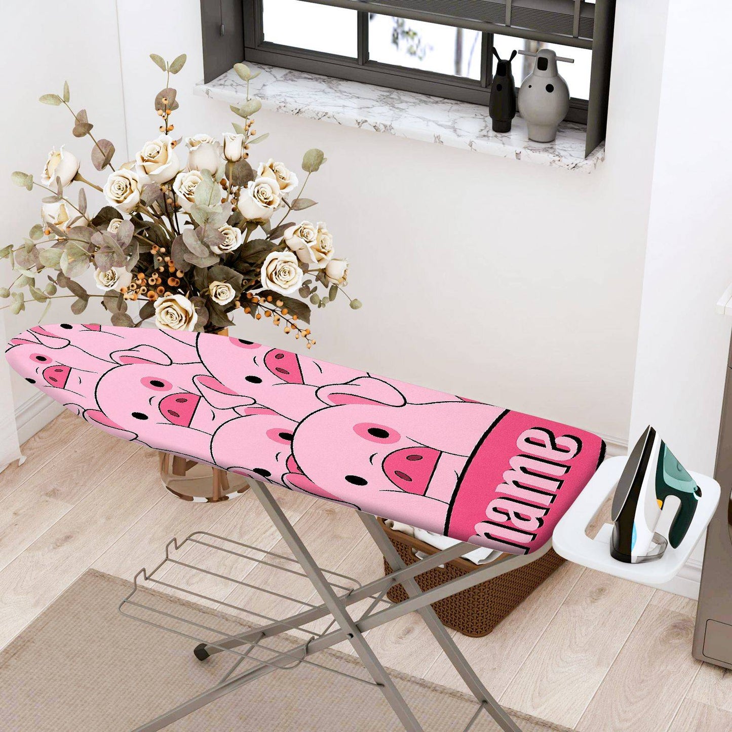 1-Piece Pink Pig Cute  Ironing Board Cover, Universal Size, Without Board