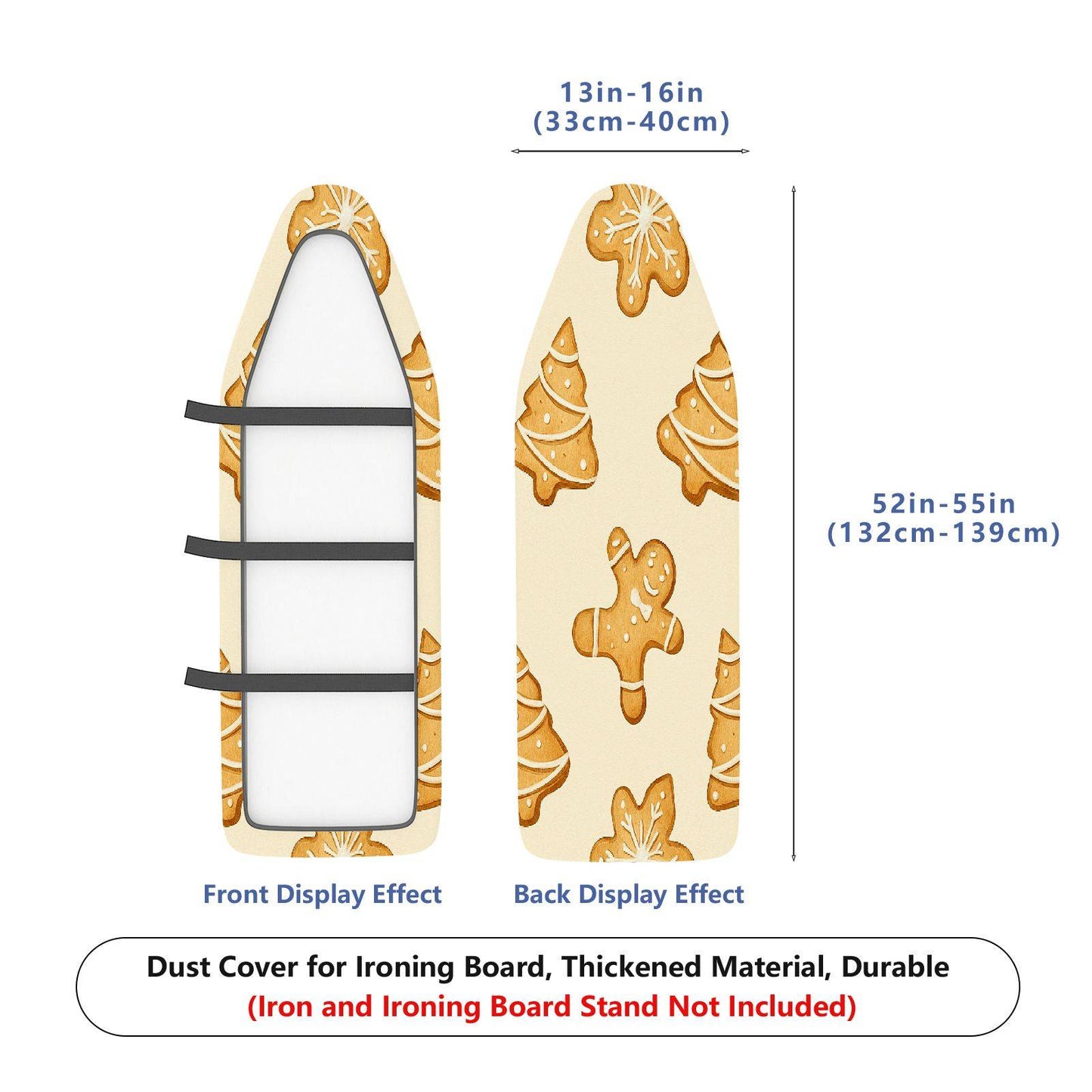 1-Piece Christmas Cookie Tree Gingerbread  Ironing Board Cover, Universal Size, Without Board