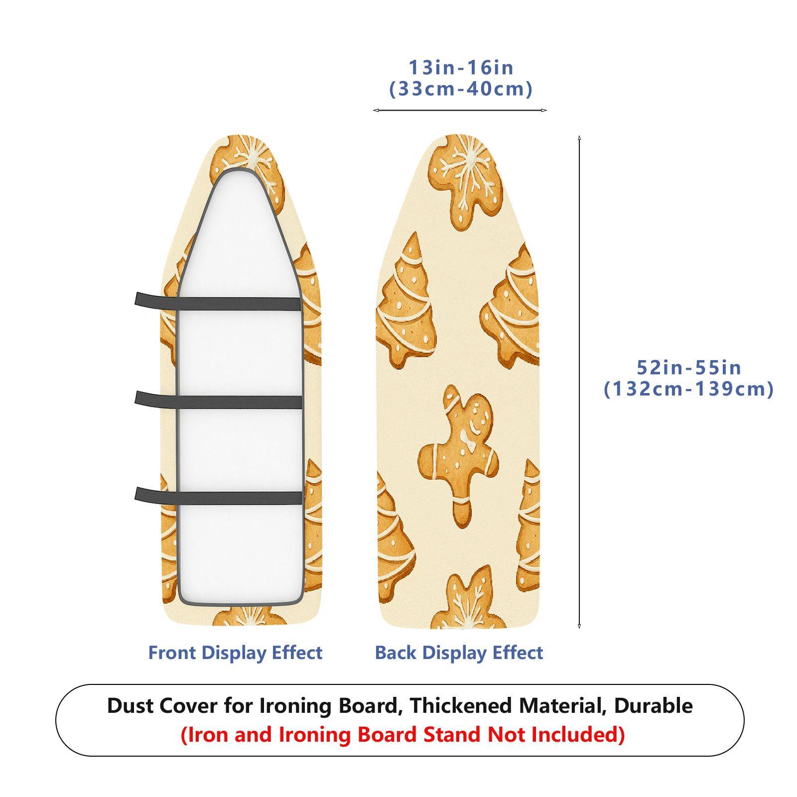 1-Piece Christmas Cookie Tree Gingerbread  Ironing Board Cover, Universal Size, Without Board