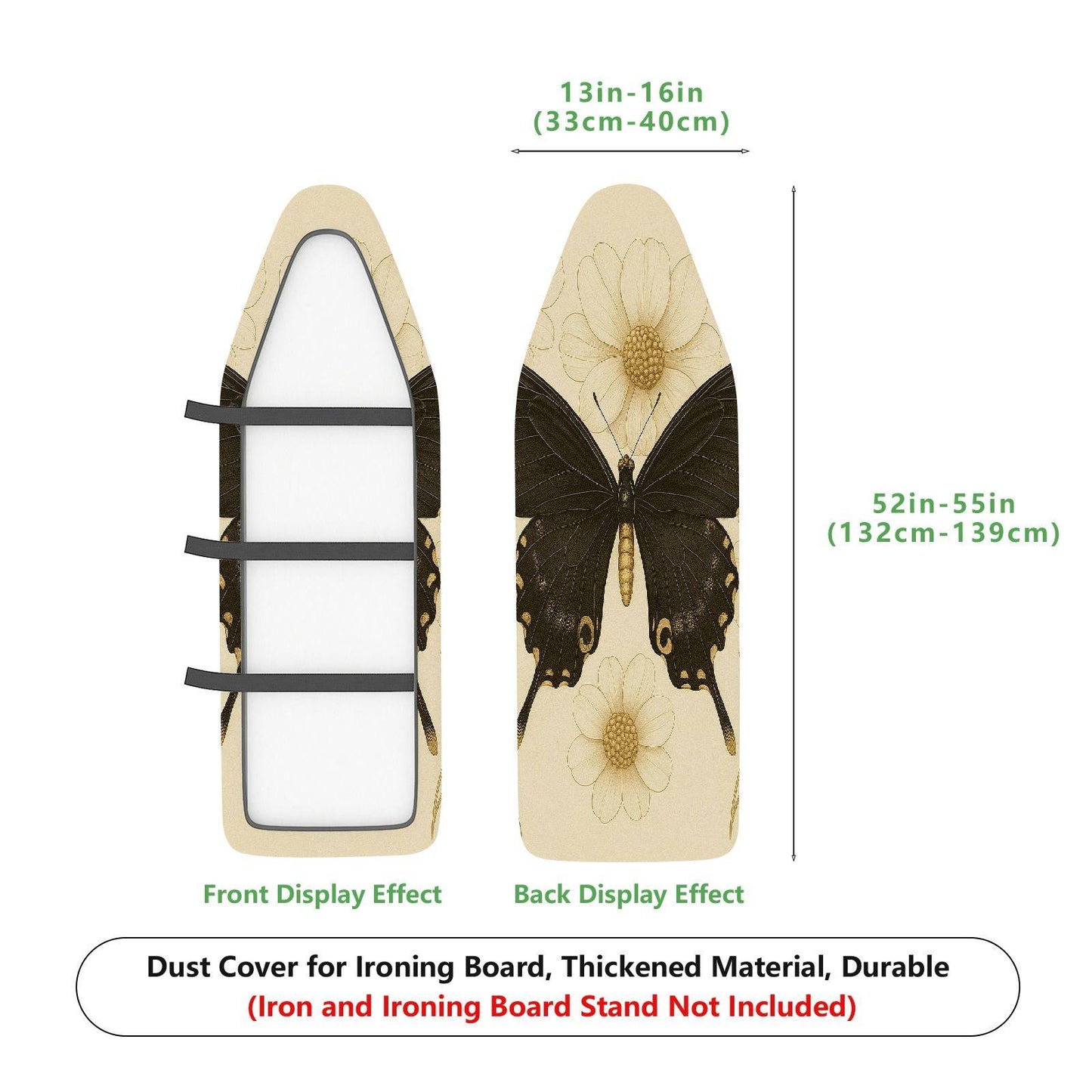 1-Piece butterfly floral beige  Ironing Board Cover, Universal Size, Without Board