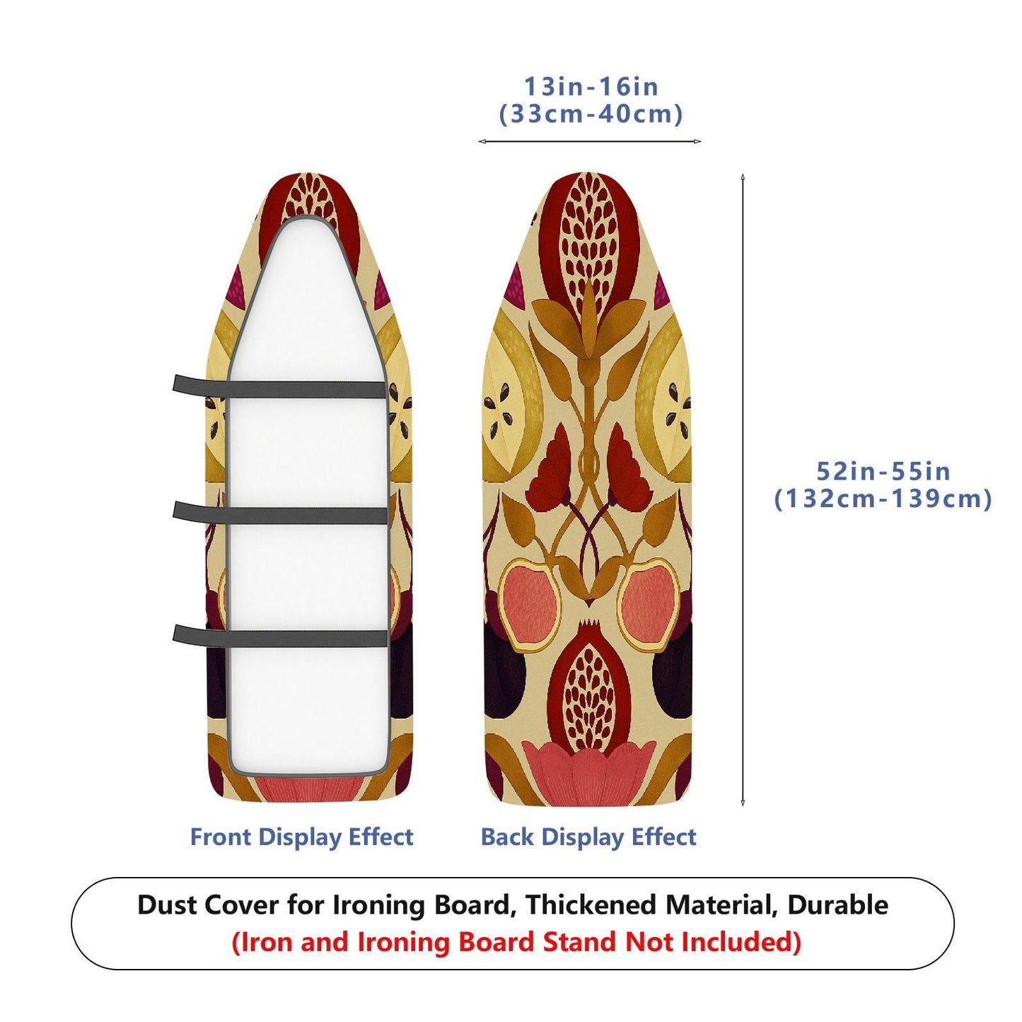 1-Piece Fruit Floral Pattern Vibrant  Ironing Board Cover, Universal Size, Without Board