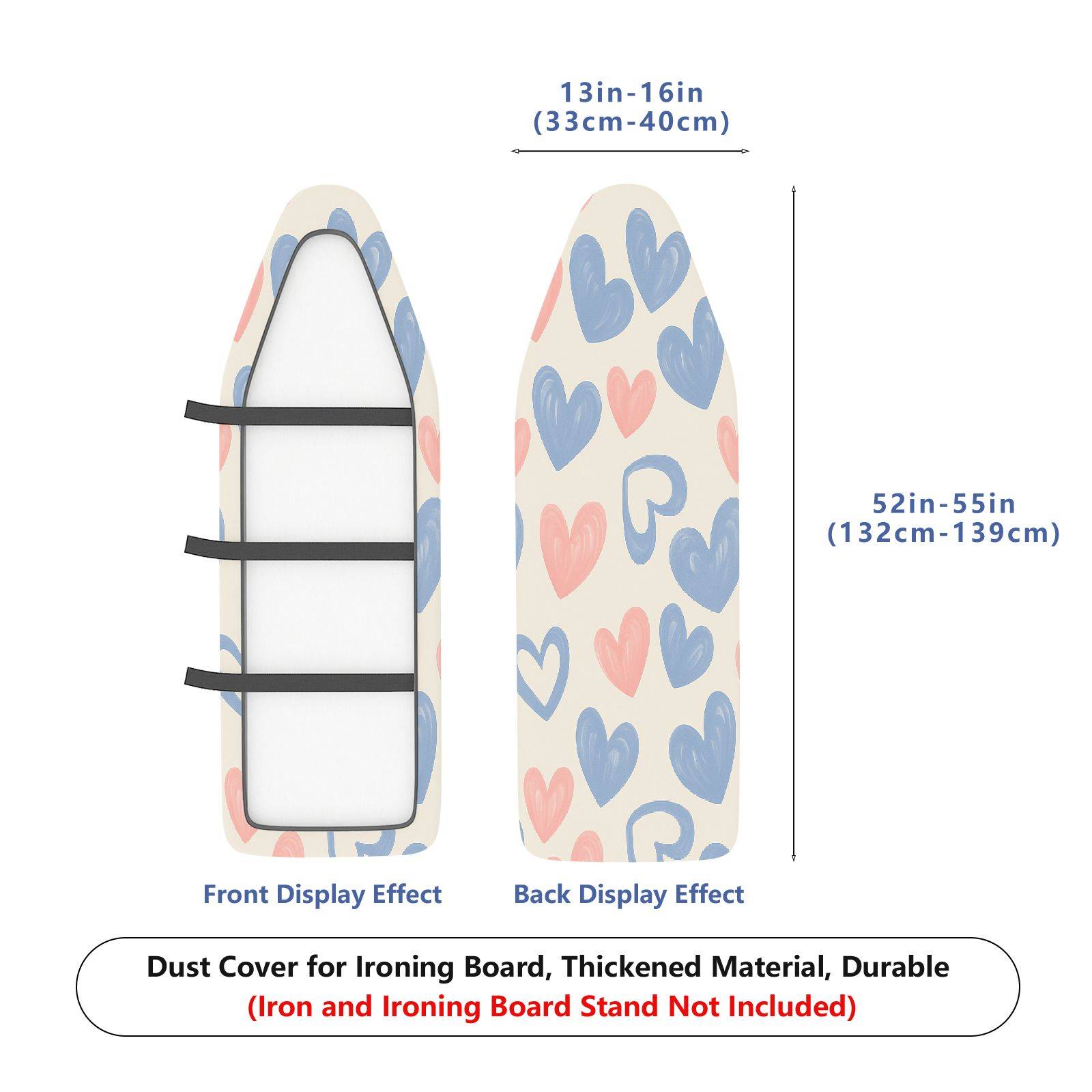 1-Piece Heart Pattern Pastel Design Cute  Ironing Board Cover, Universal Size, Without Board